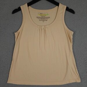 Soma Elements Tank Top Women Small Beige Ruched Scoop Neck Organic Cotton Lounge
